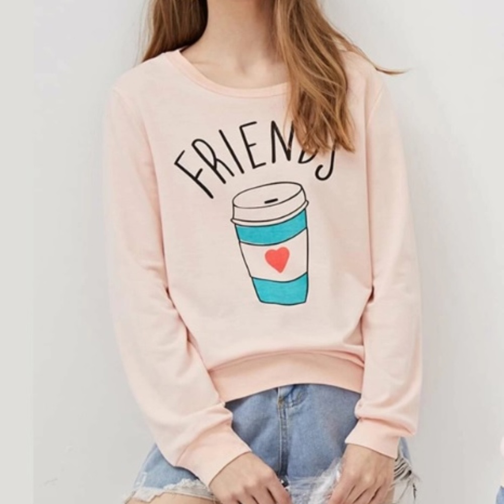 NWOT Friend Cup Print Sweatshirt